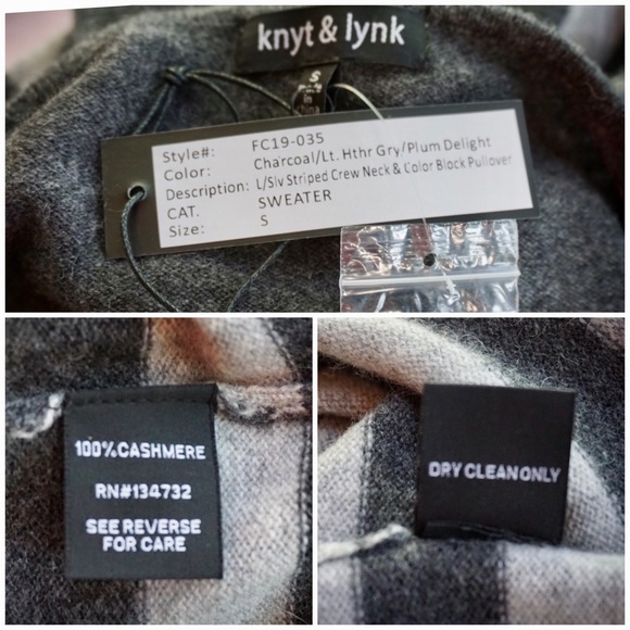 Knyt & Lynk Striped 100% Cashmere Sweater - Picture 7 of 8